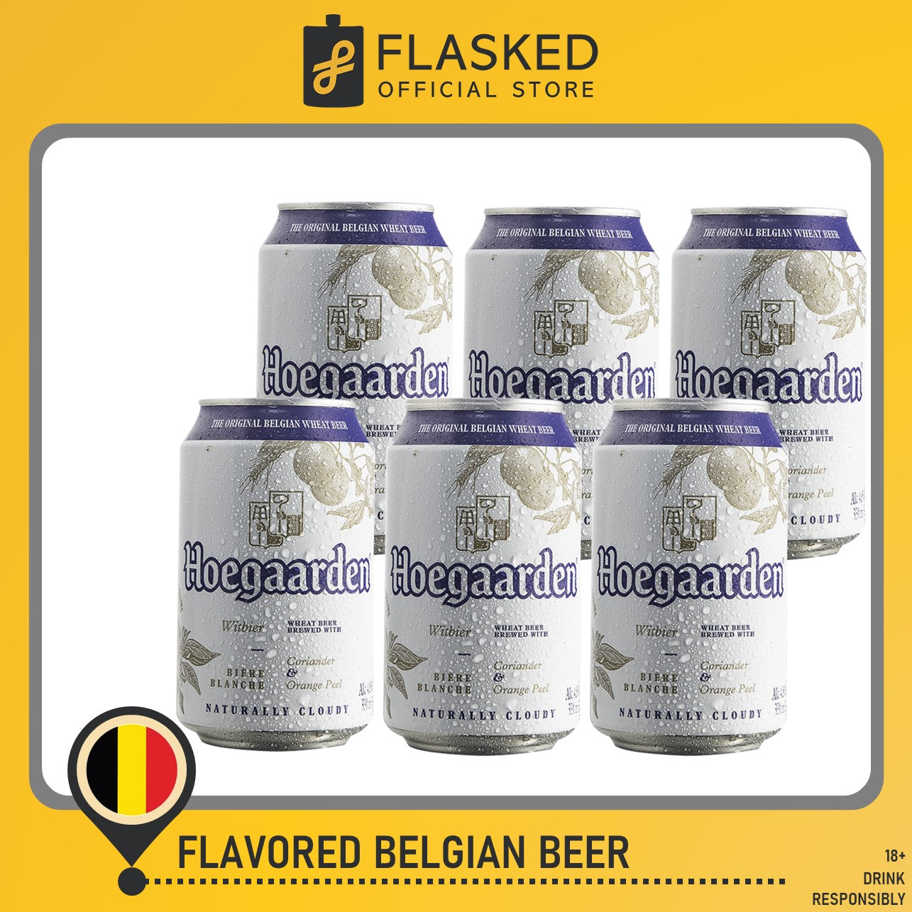 Hoegaarden White Belgian Beer Cans 330mL 6 Set – Flasked Liquor Store