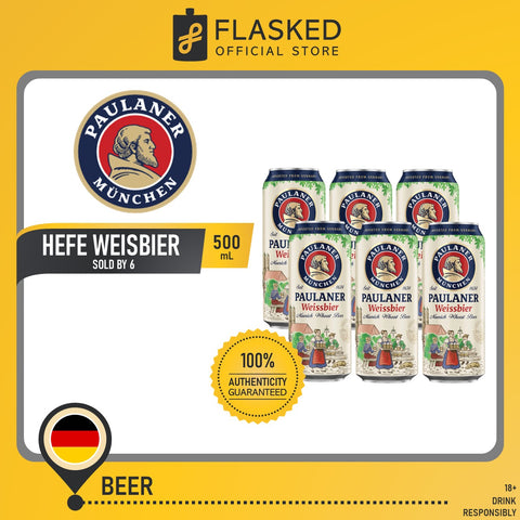 Paulaner Hefe Weisbier Beer Can 500ml pack of 6