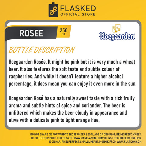 Hoegaarden Rosee Belgian Beer 4 Bottles 250mL