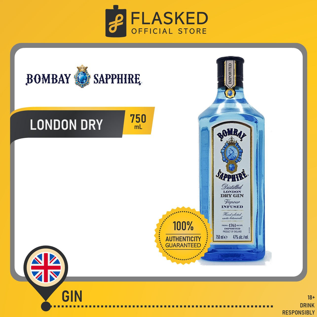 Bombay Sapphire London Dry Gin 750mL