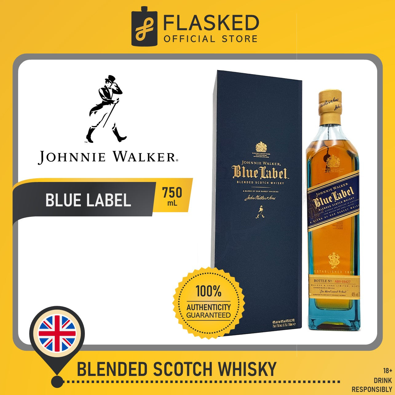 Johnnie Walker Blue Label Whisky 750mL