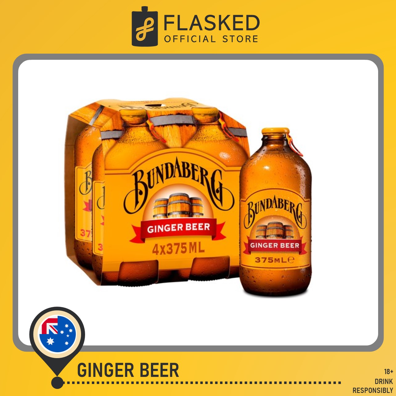 Bundaberg Ginger Beer 375mL (Non-Alcoholic) Pack Of 4 – Flasked Liquor ...